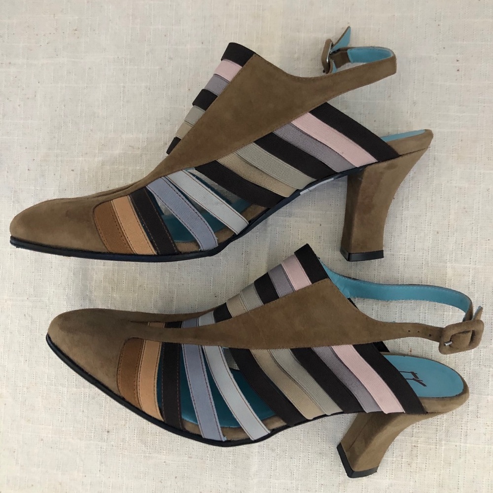 Thierry Rabotin leather suede slingback sandals